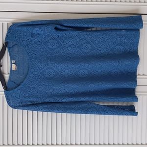 Mudd Blue Teal Lacy Size XL Sheer Sweater